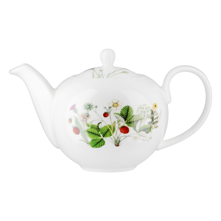 Ceainic, rotund, "Wild Flowers", Design floral, Motiv fluture, Model floral, Portelan, alb, H. 15 cm, D. 6.3 cm [1]