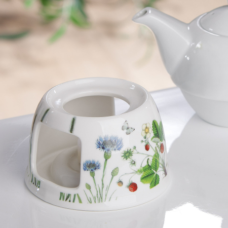 SALE % - Ceainic, "Wild Flowers", Design floral, Portelan, verde, alb, H. 7 cm, D. 11.3 cm