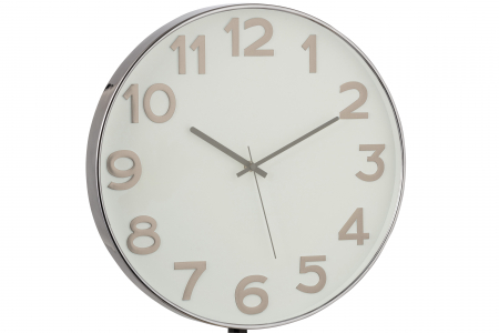 SALE % - Ceas Arabic, Plastic, Alb/Gri, 39x39x4.5 cm