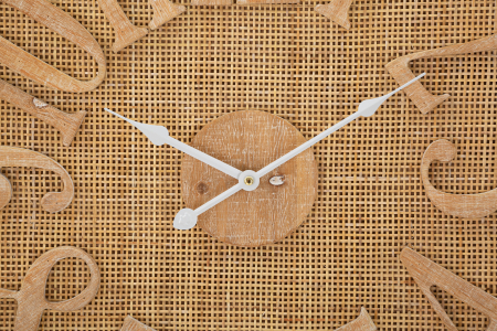 Ceas de perete Boho, MDF/Ratan, Natural/Alb, 60x60x4.5 cm [3]