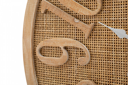 Ceas de perete Boho, MDF/Ratan, Natural/Alb, 60x60x4.5 cm [2]