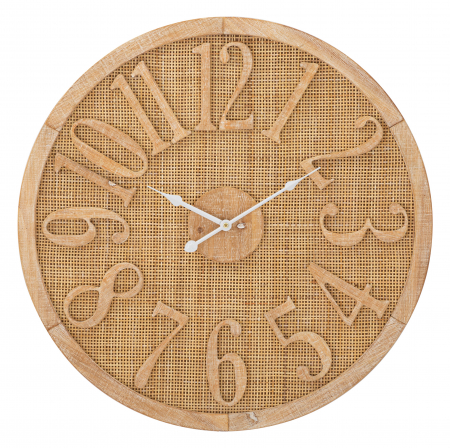 Ceas de perete Boho, MDF/Ratan, Natural/Alb, 60x60x4.5 cm [4]