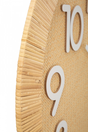 Ceas de perete Boho Plus, MDF/Ratan, Natural/Alb, 60x60x4.5 cm [1]