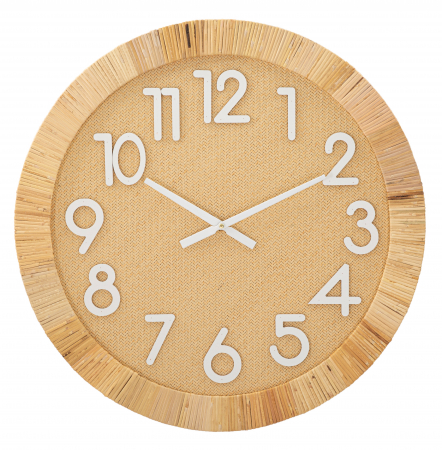 Ceas de perete Boho Plus, MDF/Ratan, Natural/Alb, 60x60x4.5 cm [4]