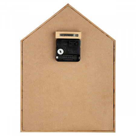 Ceas de perete, Casă, Motiv pasăre, MDF, culori naturale, PU 2, L. 6 cm, L. 22 cm, H 32 cm [1]