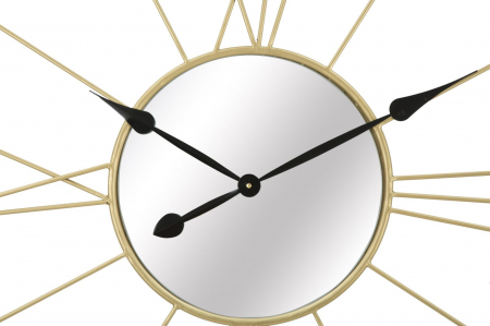 Ceas de perete cu oglinda Stick, fier/oglinda, auriu/negru, Ø 80X6 cm [3]