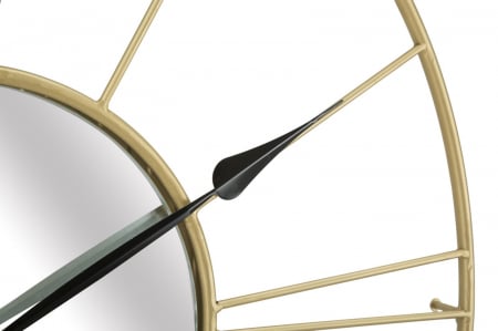 Ceas de perete cu oglinda Stick, fier/oglinda, auriu/negru, Ø 80X6 cm [6]