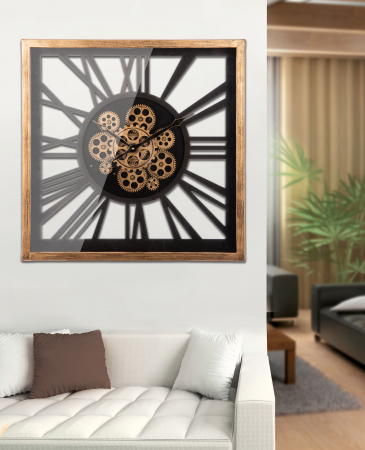 SALE % - Ceas de perete Dente, mdf/metal/sintetic, multicolor, 54x54x8 cm