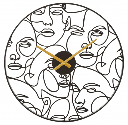 Ceas de perete Faces, Fier, Negru, 50x50x3.5 cm [4]