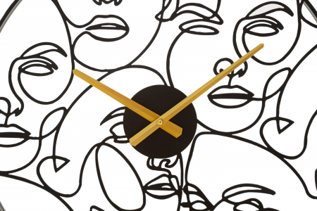 Ceas de perete Faces, Fier, Negru, 50x50x3.5 cm [3]