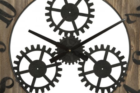 Ceas de perete Ingranaggio plus, fier/MDF, negru/maro, Ø 60X4 cm [3]