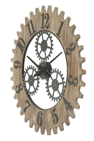 Ceas de perete Ingranaggio plus, fier/MDF, negru/maro, Ø 60X4 cm [2]