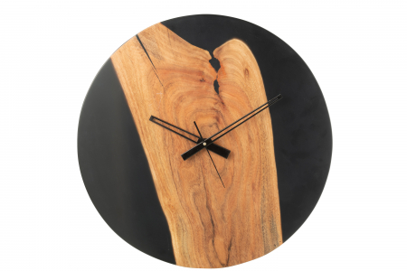 Ceas de Perete Modern, Salcam, Lemn/Rasina, Natur/Negru DECORATIUNI - Ceas de Perete Modern, Salcam, Lemn/Rasina, Natur/Negru