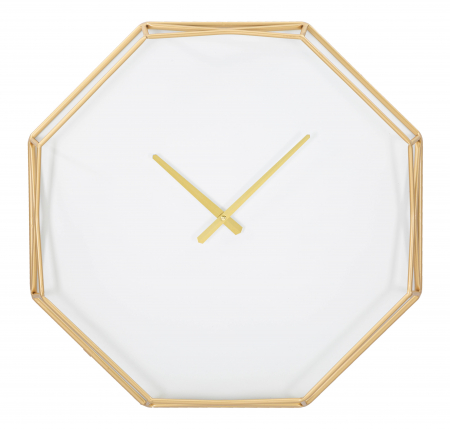 Ceas de perete Octagonal, Fier/Plastic, Auriu, 56x56x6,5 cm [5]
