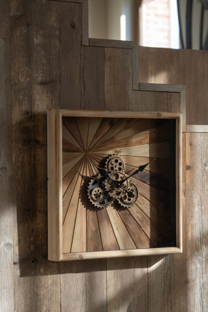 Ceas de perete patrat MDF natur, L DECORATIUNI - Ceas de perete patrat MDF natur, L