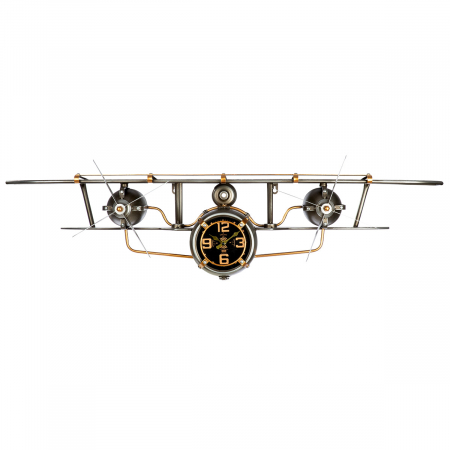 Ceas de perete, Raft, Avion, Metal, argintie, PU 1, L. 19 cm, L. 106 cm, H 25 cm [1]