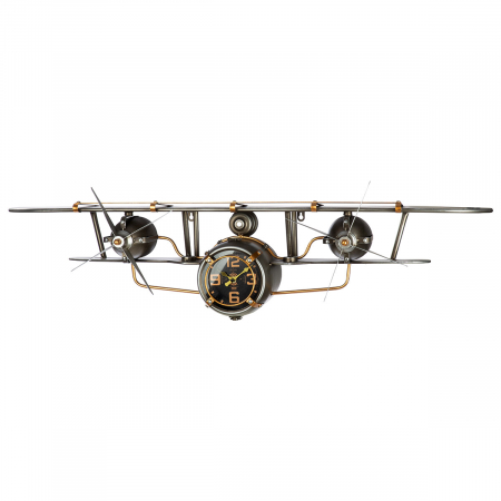 Ceas de perete, Raft, Avion, Metal, argintie, PU 1, L. 19 cm, L. 106 cm, H 25 cm [5]