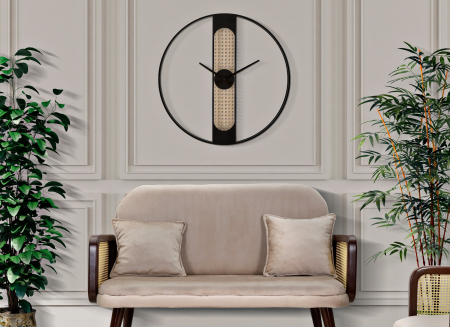SALE % - Ceas de perete Ribby, Fier, Negru/Crem, 60x60x5 cm