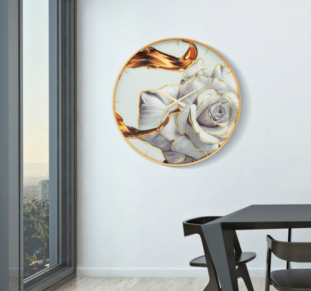 Ceas de perete Rose, Sticla/MDF/Metal, Multicolor, 80x5x5 cm [5]