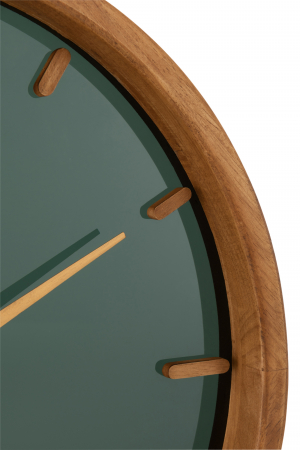 Ceas de perete Round, Lemn/Sticla, Maro/Verde, 40x40x5 cm [3]