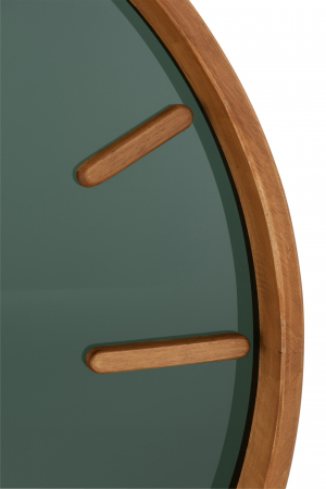 Ceas de perete Round, Lemn/Sticla, Maro/Verde, 60x60x5 cm [3]