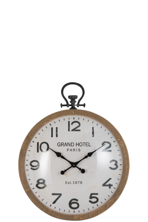SALE % - Ceas de perete, Sticla/Lemn, Natural, 73.5x19.5x92 cm