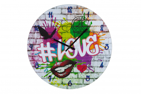 SALE % - Ceas de perete Street Art, MDF, Multicolor, 2x33.8 cm