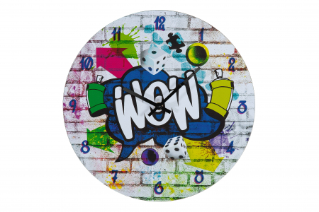 SALE % - Ceas de perete Street Art, MDF, Multicolor, 2x33.8 cm
