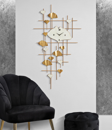 SALE % - Ceas de perete Tow, Fier, Auriu, 133x75.5x3.5 cm