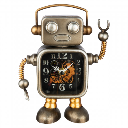 Ceas de podea/masă, Robot, Metal, argintie, PU 2, L. 6 cm, l. 16 cm, H 20 cm [1]