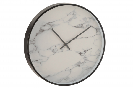 SALE % - Ceas Marble, Plastic, Negru/Alb, 40x5x40 cm