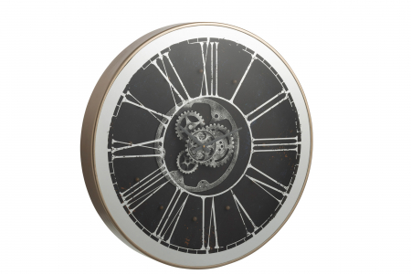 Ceasuri - Ceas Mecanic Led, Oglinda/Metal, Negru/Argintiu, 80x10x80 cm