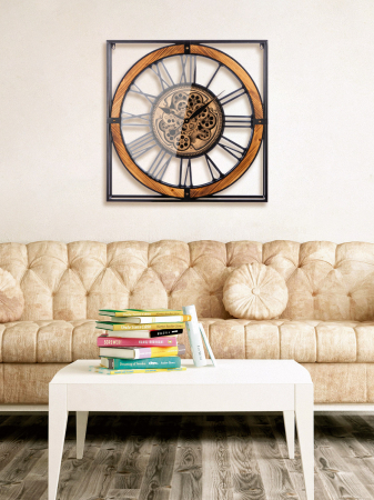 SALE % - Ceas Revolus, metal/sintetic/lemn, multicolor, 72x72x10 cm