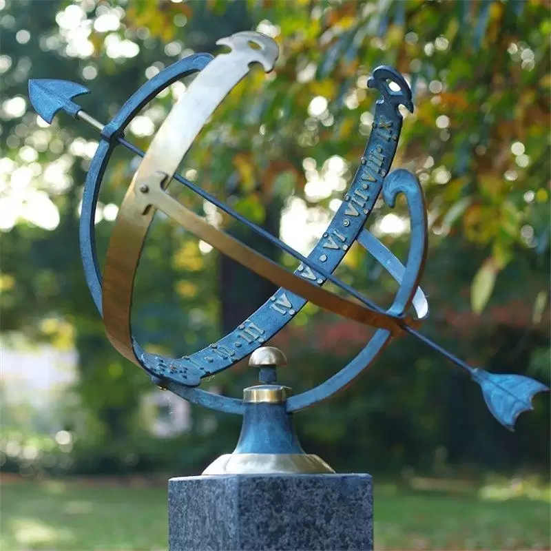 Decoratiuni terasa si gradina - Cadran solar cu săgeată, Bronz, 45 x 55 x 40 cm