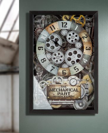 SALE % - Ceas Steampunk, Sticla/Metal, Multicolor, 27.5x40.5x6 cm