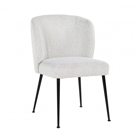 DINING - Scaun Fallon alb bouclé / negru