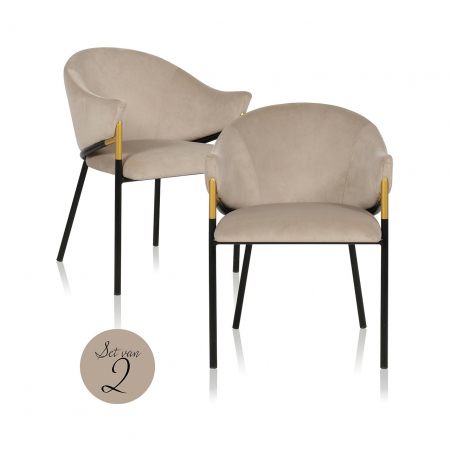 DINING - Set 2 scaune Jocasta kaki (bej/gri)