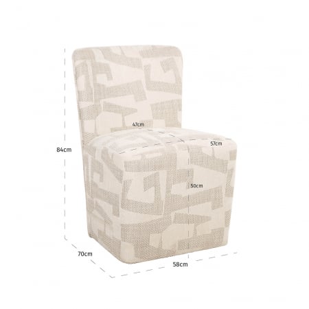Scaun Lorain cu roți grafică bej (Grafic bej), Dims: 84.0 x 68.0 x 57.0 cm [4]