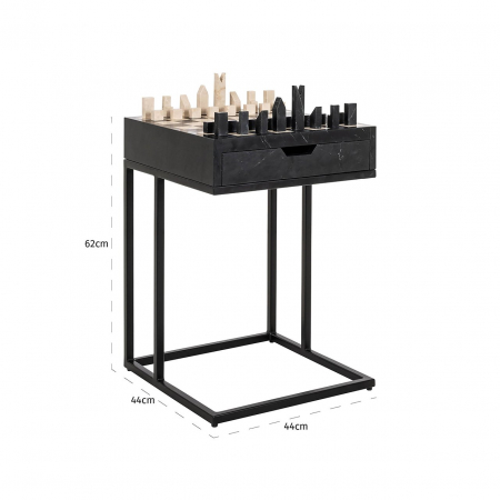Masă de șah Davos cu 1 sertar (negru), Dims: 62.0 x 44.0 x 44.0 cm [2]
