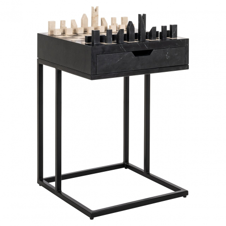 Accesorii - Masă de șah Davos cu 1 sertar (negru), Dims: 62.0 x 44.0 x 44.0 cm