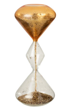 SALE % - Clepsidra cu sclipici din sticla, auriu