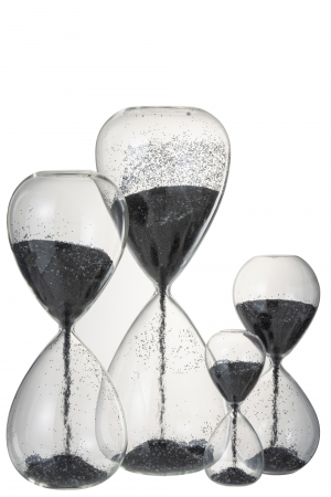 Clepsidra Pearls, Sticla, Transparent/Negru, 15x15x40 cm [1]