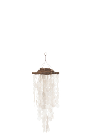 Accesorii - Clopotel de vant, Lemn, Alb, 17x17x62