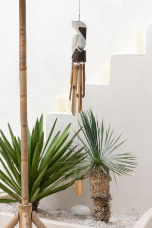 Clopotel de vant, Lemn, Maro, 12x10x80 [3]