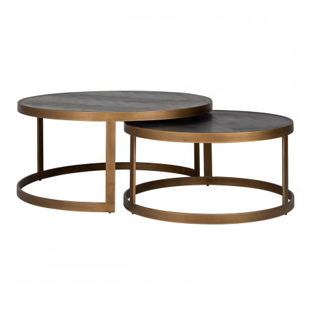LIVING - Masuta cafea Blackbone alama set 2 buc