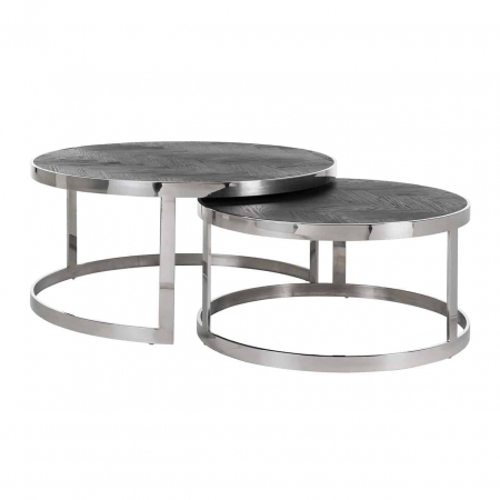 LIVING - Masuta cafea Blackbone argintiu set 2 buc