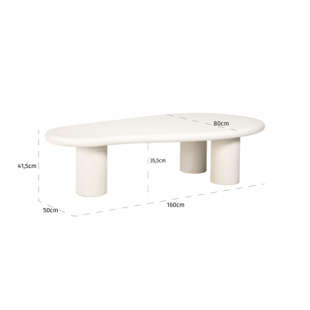Masuta Bloomstone, MDF, Alb, 41.5x160x80 cm [4]