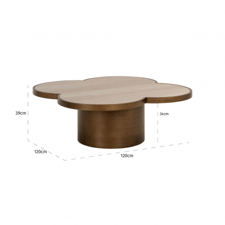Masuta de cafea, Clover (bej), Dims: 38.0 x 120.0 x 120.0 cm [3]