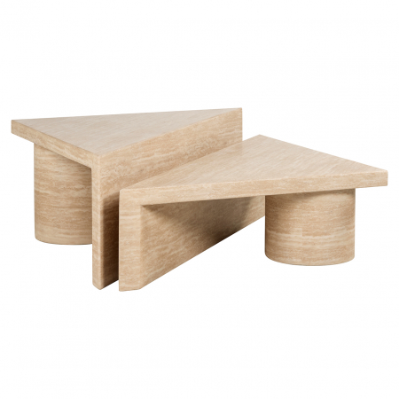 Masute - Masuta de cafea Fictus set de 2 travertin artificial (bej)