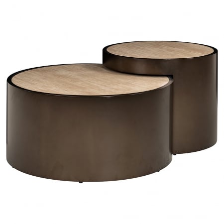 Richmond - Set de 2 măsuțe de cafea Ronson (bej), Dims: 38.5 x 119.0 x 119.0 cm